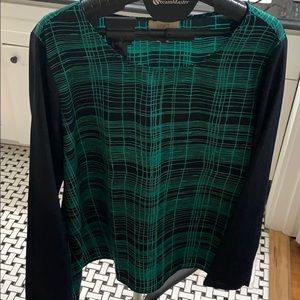 Navy and Green Blouse - LOFT